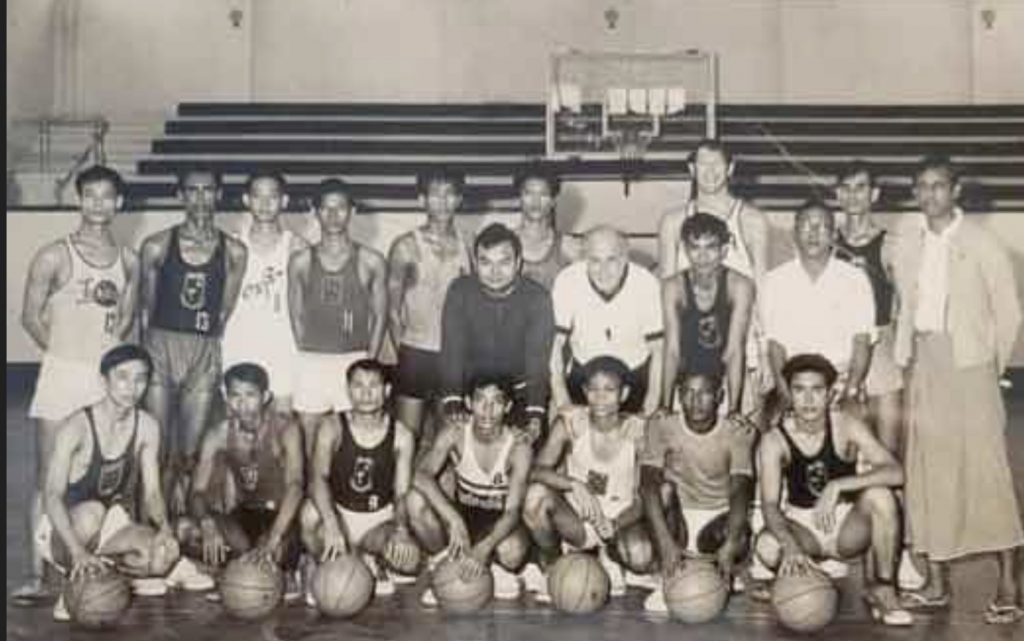 Burmese national team with Boston Celtics, 1968