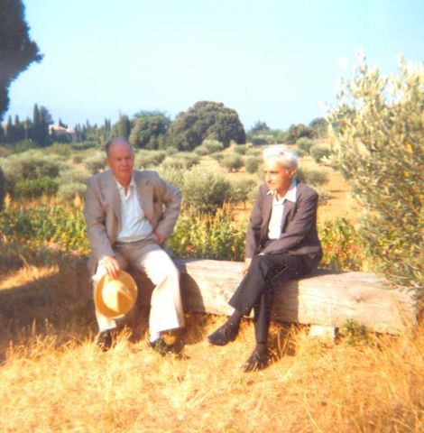 Father Danis (left) vacationing in his native France in 1975