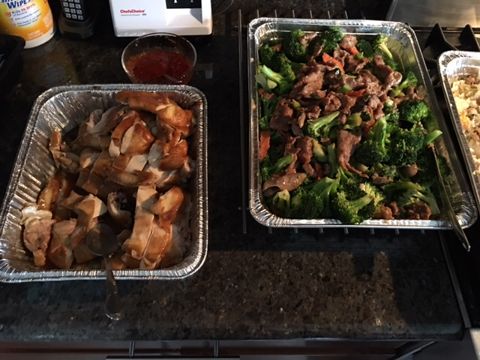 Roasted chicken and beef broccoli