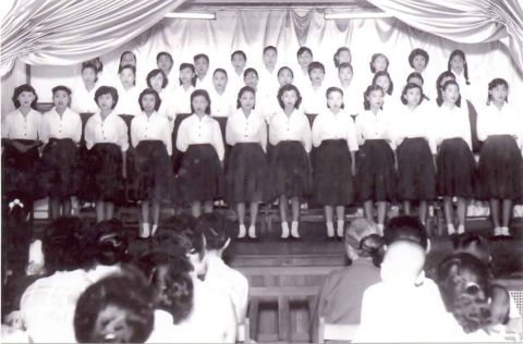 Singing at concert
