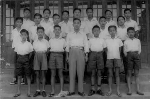 Kenneth Law with classmates and Master Ting, 1956