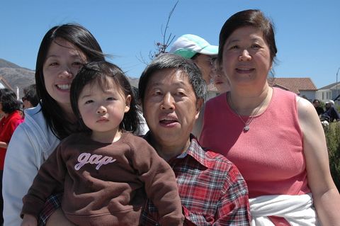 Leesan with wife and daughter