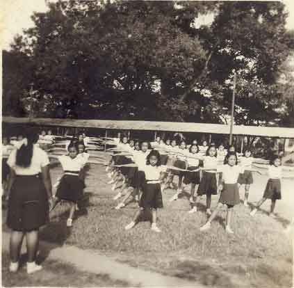 Girls stretching