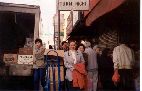Regina in San Francisco's Chinatown. Augustina Wong is right behind.