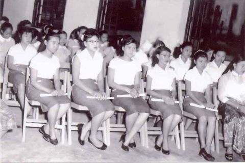 Students at graduation ceremony