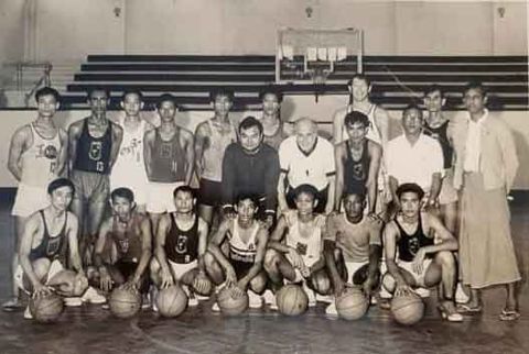 With Boston Celtics' Red Auerbach and John Havlichek